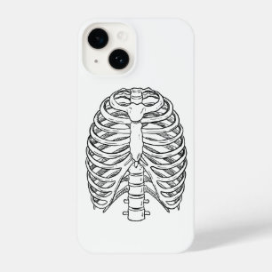 Gedetailleerde ribbenkast anatomie lijnkunst iPhone 14 hoesje