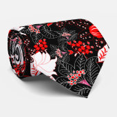 Gedetailleerde rode tropische floraal stropdas (Opgerold)