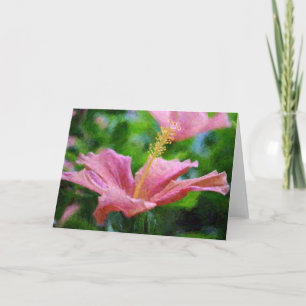 Gedetailleerde roze Hibiscus Flower Artsy Note Kaa Kaart