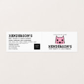 Gedetailleerde roze kat, dichtere winkel en grootw visitekaartje (Buitenkant ongevouwen)