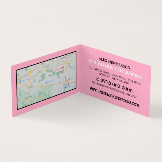 Gedetailleerde roze kat, dichtere winkel en grootw visitekaartje (Binnen)