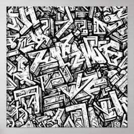Gedetailleerde Stedelijke Kleurplaat: Graffiti Gly Poster
