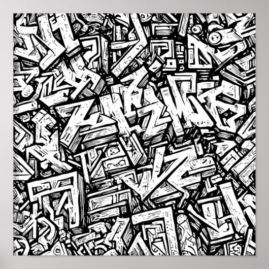 Gedetailleerde Stedelijke Kleurplaat: Graffiti Gly Poster (Voorkant)