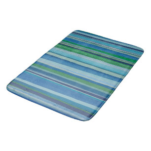 Gedetailleerde streep in Blues en Greens Badmat