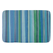 Gedetailleerde streep in Blues en Greens Badmat (Voorkant)