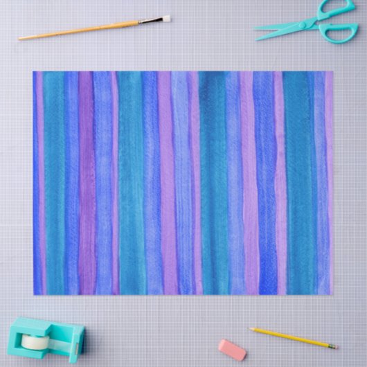 Gedetailleerde strepen: Violet, blauw, Turquoise Tissuepapier (Craft)