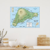 Gedetailleerde topografische kaart van Paaseiland Poster (Keuken)