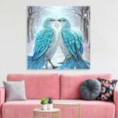 *~* Gedetailleerde Tortelduifjes AP54 Kunstwinter Canvas Afdruk (Insitu (Woonkamer))