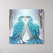 *~* Gedetailleerde Tortelduifjes AP54 Kunstwinter Canvas Afdruk (Voorkant)