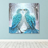 *~* Gedetailleerde Tortelduifjes AP54 Kunstwinter Canvas Afdruk (Insitu (Houten vloer))