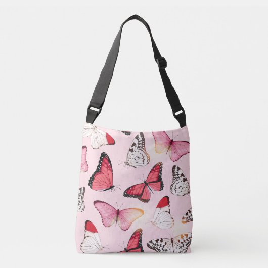 Gedetailleerde tropische vlinder: patroon crossbody tas (Voorkant)