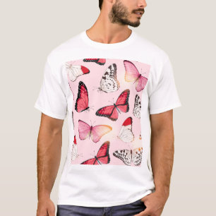 Gedetailleerde tropische vlinder: patroon t-shirt