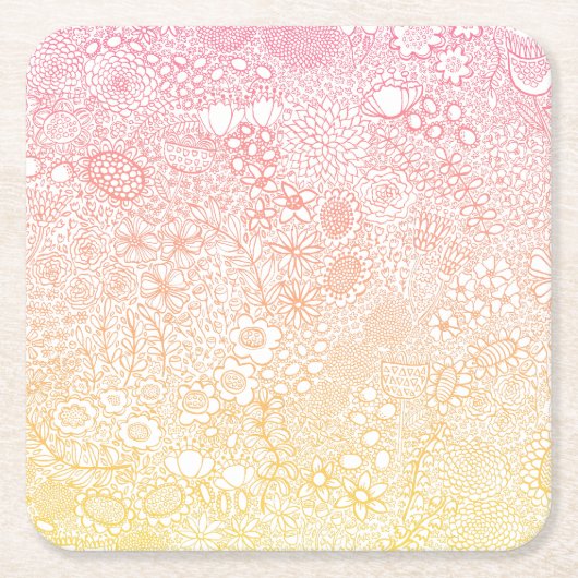 Gedetailleerde Tuin Scene Artiest Verjaardag Coral Kartonnen Onderzetters (Voorkant)