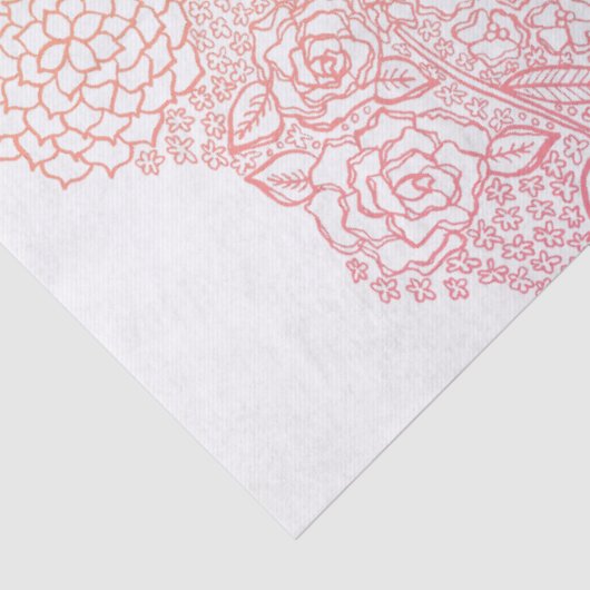 Gedetailleerde Tuin Scene Artiest Verjaardag Coral Tissuepapier (Detail)