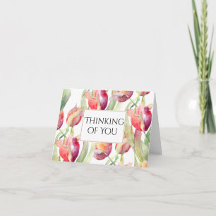 Gedetailleerde tulpen denken aan jou kaart