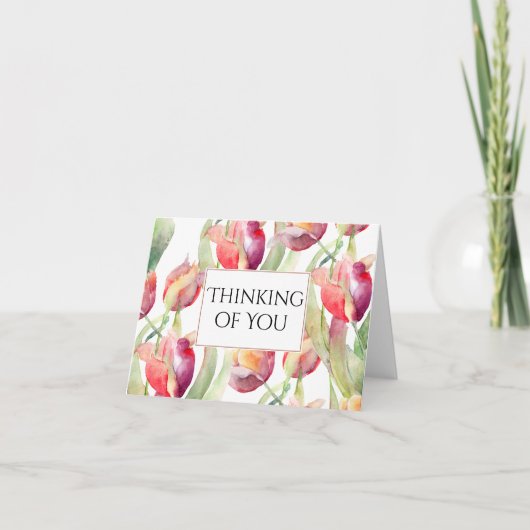 Gedetailleerde tulpen denken aan jou kaart (Voorkant)