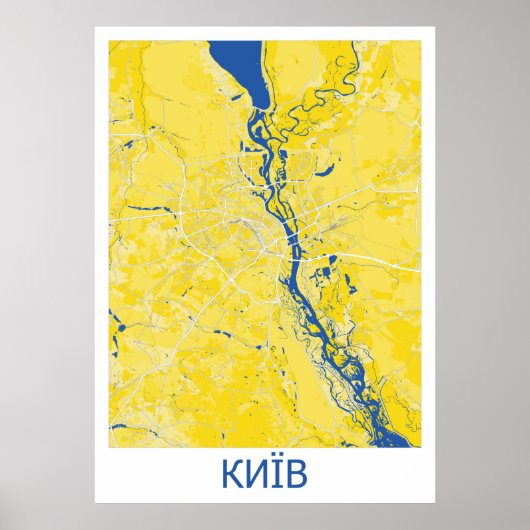 Gedetailleerde vectorkaart van Kiev Poster (Voorkant)