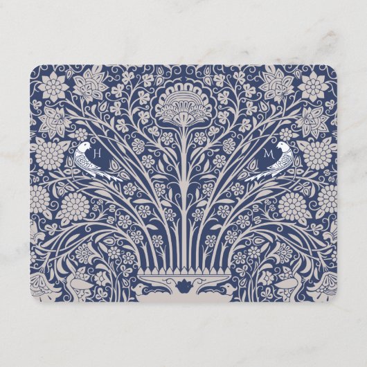 Gedetailleerde Victoriaans Tortelduifjes bruiloft  Informatiekaartje (Achterkant)