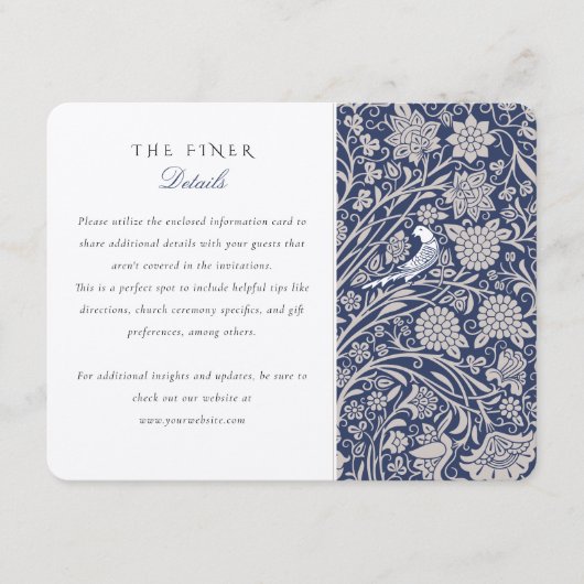 Gedetailleerde Victoriaans Tortelduifjes bruiloft  Informatiekaartje (Voorkant)