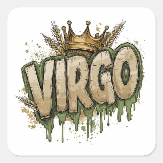 Gedetailleerde Virgo Zodiac Graffiti Airbrush met  Vierkante Sticker (Voorkant)