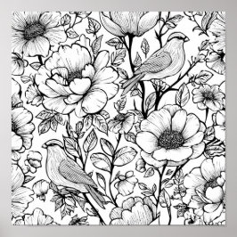 Gedetailleerde Volkerflora Rol Decoupage Sjabloon Poster