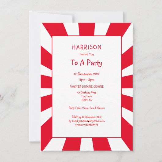 Gedetailleerde vun-kinderen Birthday Party - Perso Kaart (Achterkant)