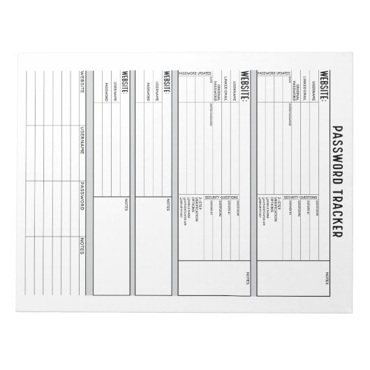Gedetailleerde Wachtwoordtracering met 2-stapsveri Notitieblok (Voorkant)