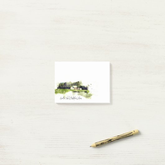 Gedetailleerde Waterverf Post-it® Notes (Op bureau)