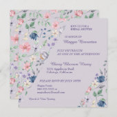 Gedetailleerde Whimsy Floral Bridal Shower Invitat Kaart (Voorkant / Achterkant)