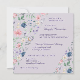 Gedetailleerde Whimsy Floral Bridal Shower Invitat Kaart