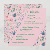 Gedetailleerde Whimsy Floral Bridal Shower Invitat Kaart (Voorkant / Achterkant)