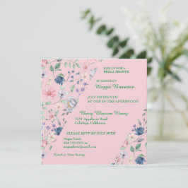 Gedetailleerde Whimsy Floral Bridal Shower Invitat Kaart