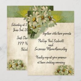 Gedetailleerde Witte Dagen Floral Vintage Wedding  Kaart