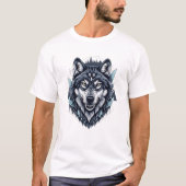 Gedetailleerde Wolf Illustratie Wildlife Graphic T-shirt (Voorkant)