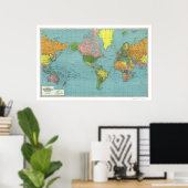 Gedetailleerde WWII-Wereldkaart 1942 Poster (Thuiskantoor)