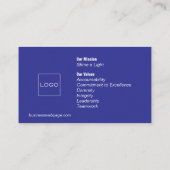 Gedetailleerde zakelijke en zakelijke wit en blauw visitekaartje (Achterkant)