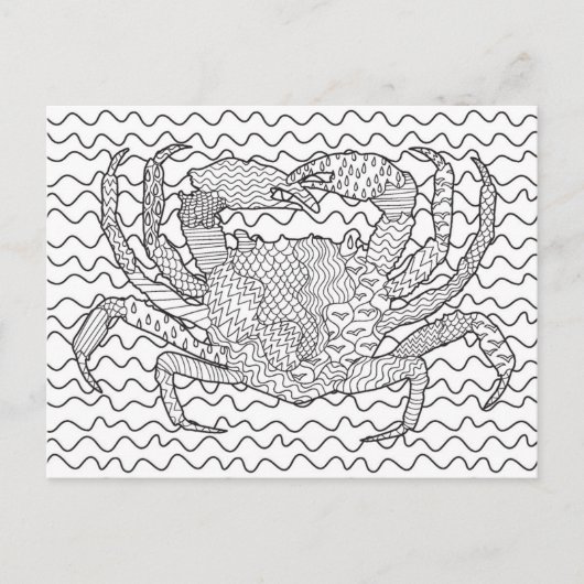Gedetailleerde Zee Crab Doodle Briefkaart (Voorkant)