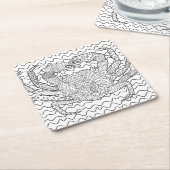 Gedetailleerde Zee Crab Doodle Kartonnen Onderzetters (Schuin)