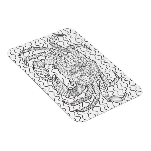Gedetailleerde Zee Crab Doodle Magneet (Rechterzijde)