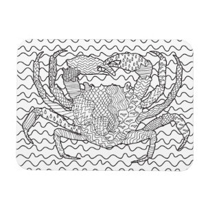 Gedetailleerde Zee Crab Doodle Magneet