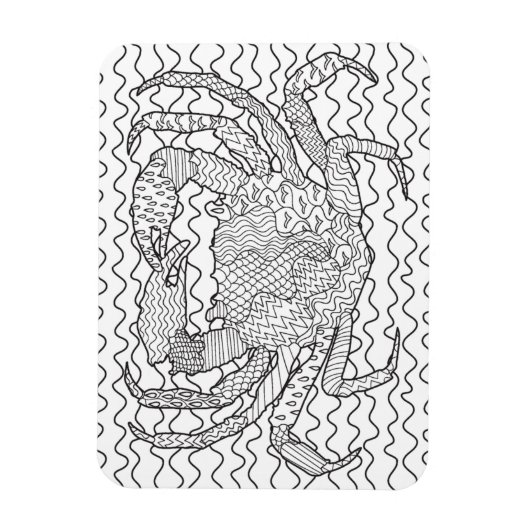 Gedetailleerde Zee Crab Doodle Magneet (Verticaal)