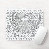 Gedetailleerde Zee Crab Doodle Muismat (Met muis)