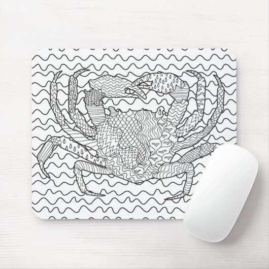 Gedetailleerde Zee Crab Doodle Muismat (Met muis)