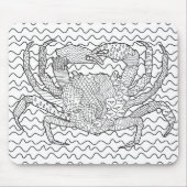 Gedetailleerde Zee Crab Doodle Muismat (Voorkant)