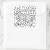 Gedetailleerde Zee Crab Doodle Vierkante Sticker (Tas)