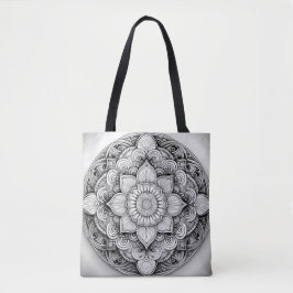 Gedetailleerde zwart-wit Mandala kunst Tote Bag