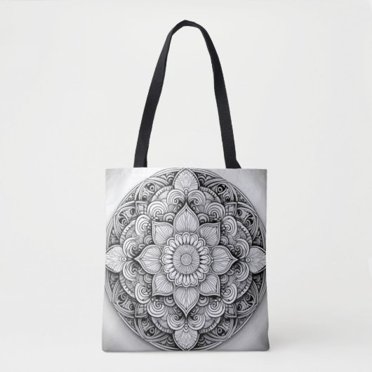 Gedetailleerde zwart-wit Mandala kunst Tote Bag (Voorkant)