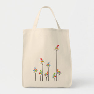 Gedetotte bomen en staarten, afgewerkt op aangepas tote bag