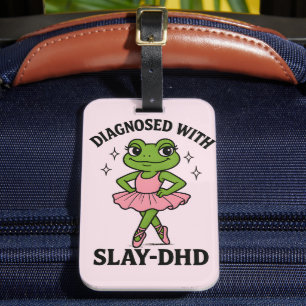 Gediagnosticeerde Slay-DHD Kikker Ballerina ADHD Bagagelabel