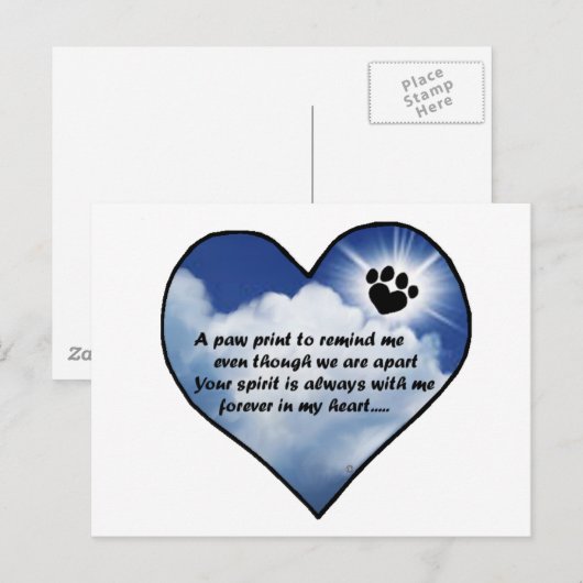 Gedicht bij het Paw Print Memorial Briefkaart (Voorkant / Achterkant)